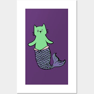 Mermaid Cat Mer Cat Catfish Posters and Art